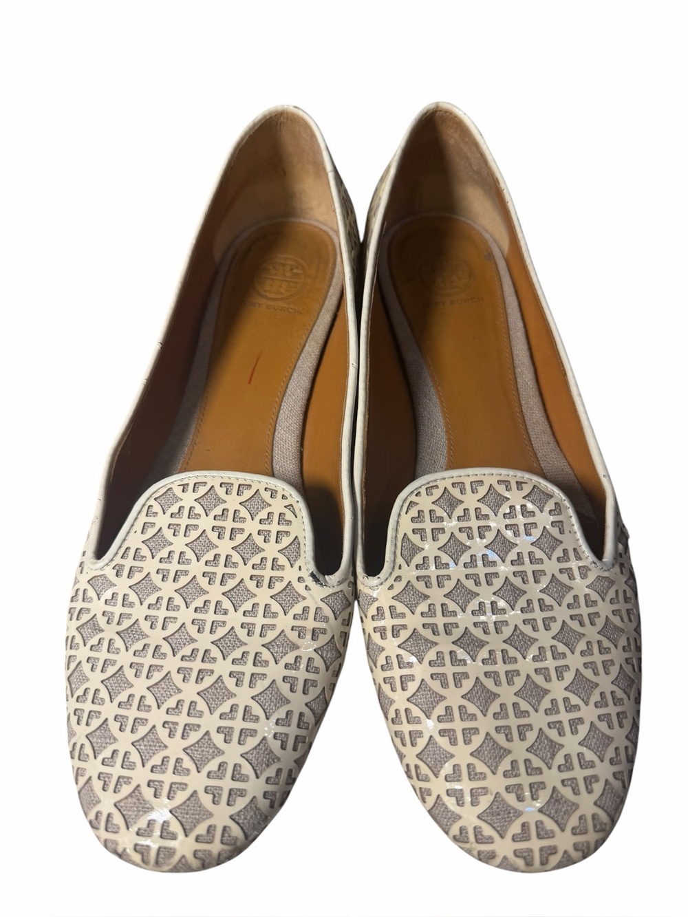 Tory Burch Ivory Laser-Cut Leather Loafers